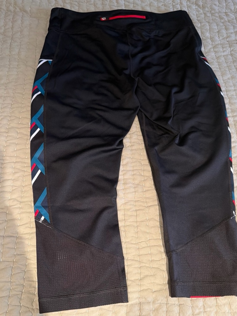 Fila Black Athletic Leggings with White & Red Logo